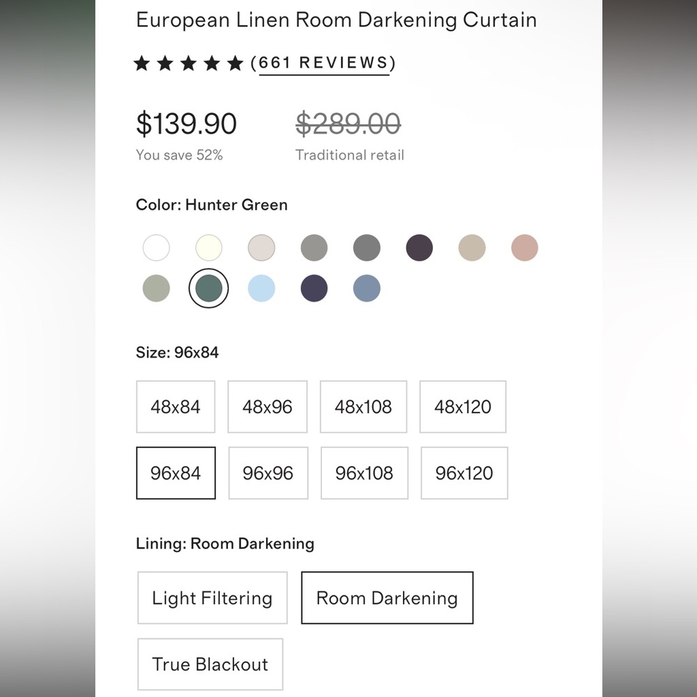 🌲 European Linen Room Darkening Curtain - Hunter Green - Picture 7 of 7